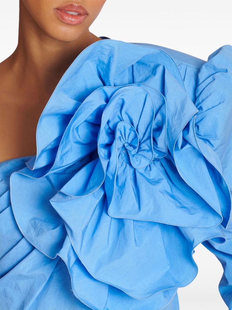 Blue Asymmetric Ruffled Top