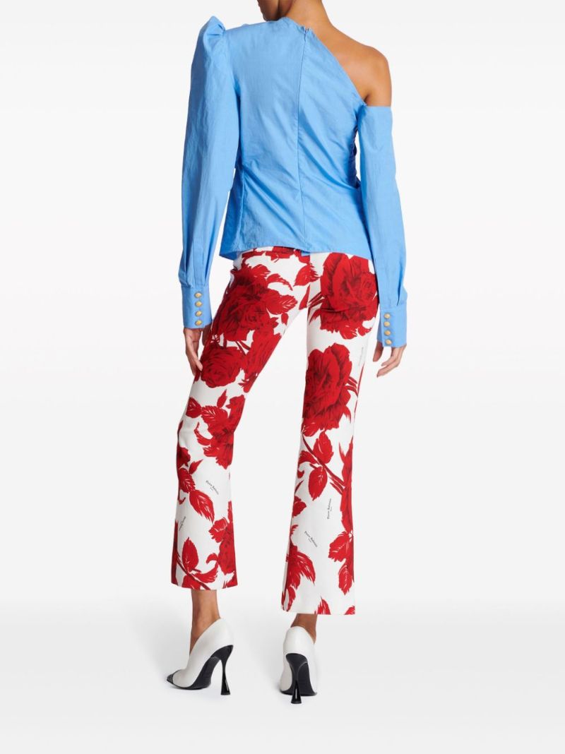 Blue Asymmetric Ruffled Top