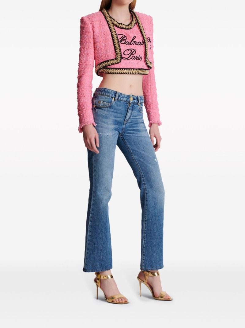 Pink Tweed Cropped Jacket