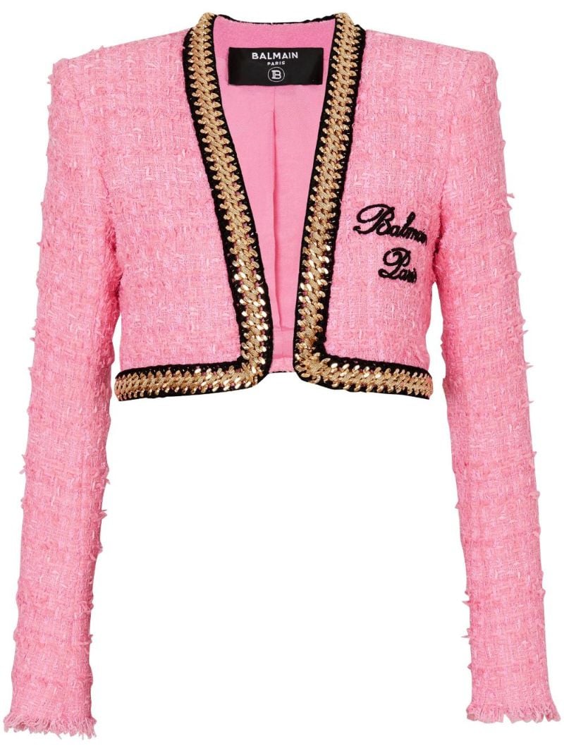 Pink Tweed Cropped Jacket