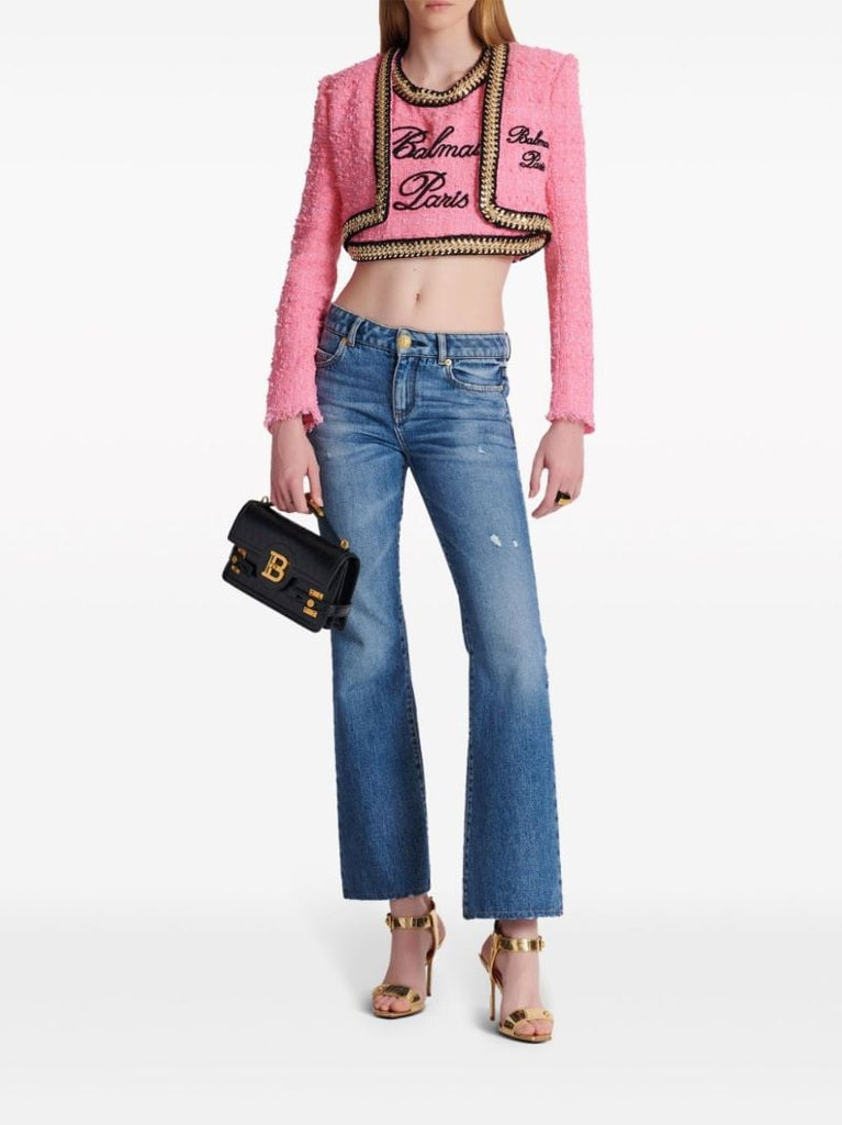 Pink Tweed Cropped Jacket