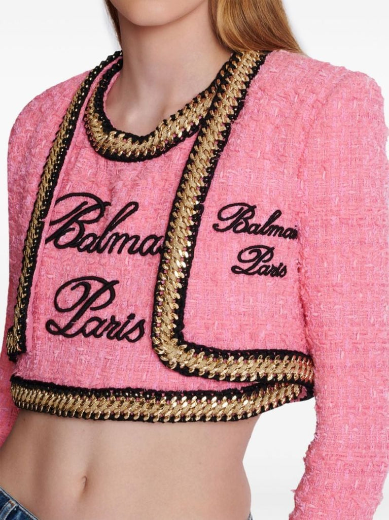 Pink Tweed Cropped Jacket
