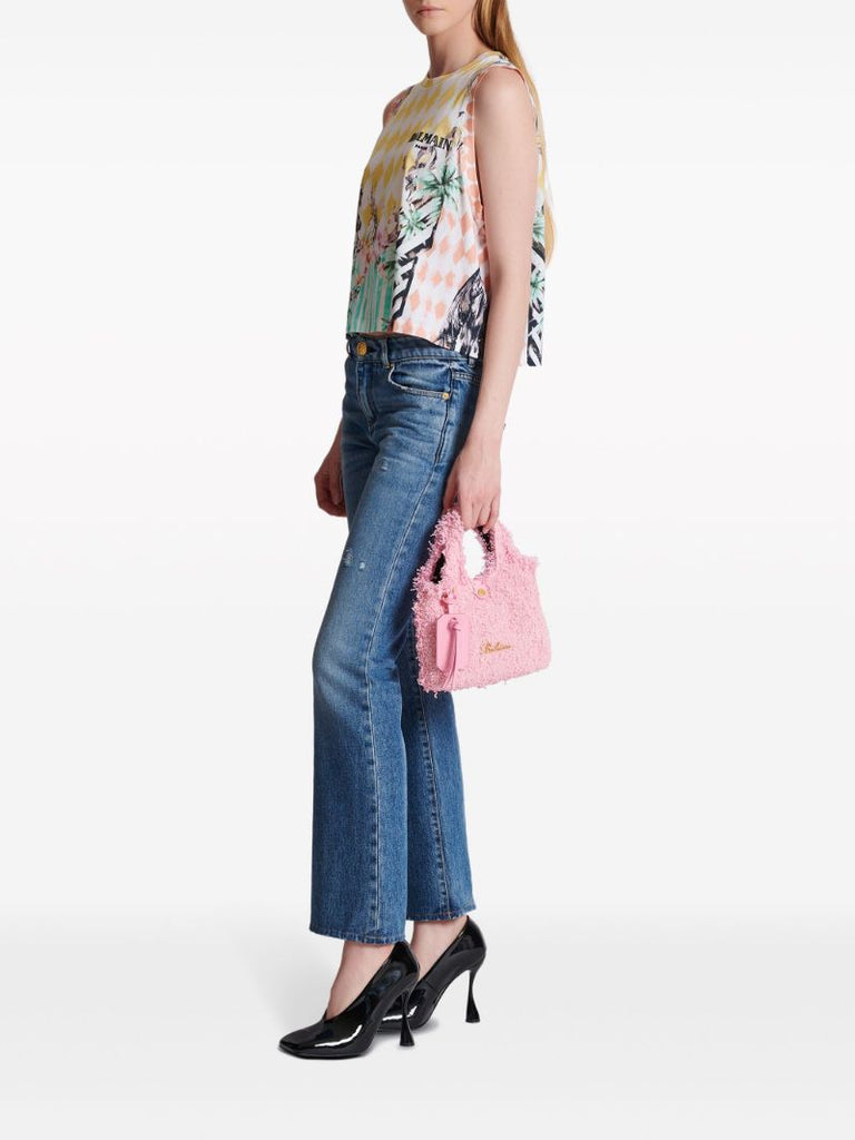 Pink B-army Grocery Tweed Bag