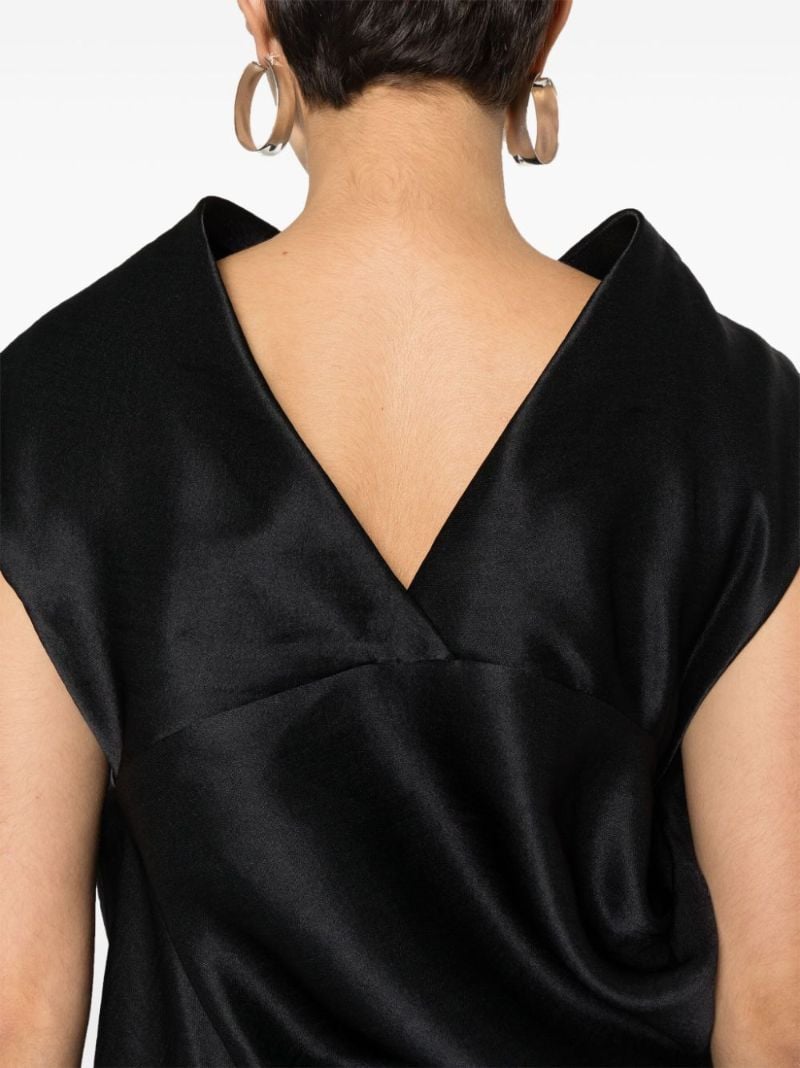 Black Enveloping Draped Midi-dress