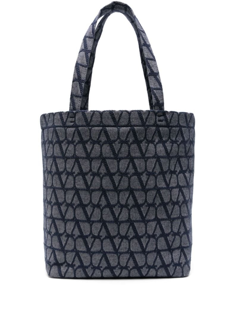 Blue Vlogo Denim Tote Bag