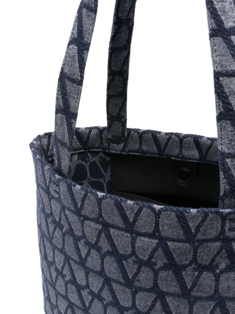 Blue Vlogo Denim Tote Bag