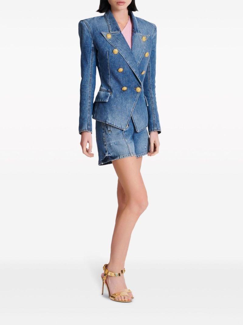 Blue Double-breasted Denim Blazer