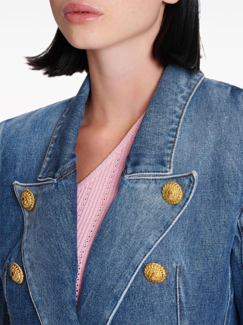 Blue Double-breasted Denim Blazer