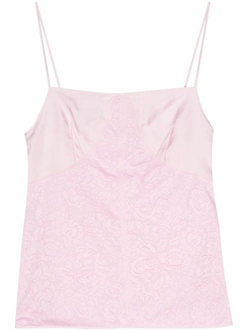 Pink Lace-panelled Cami Top