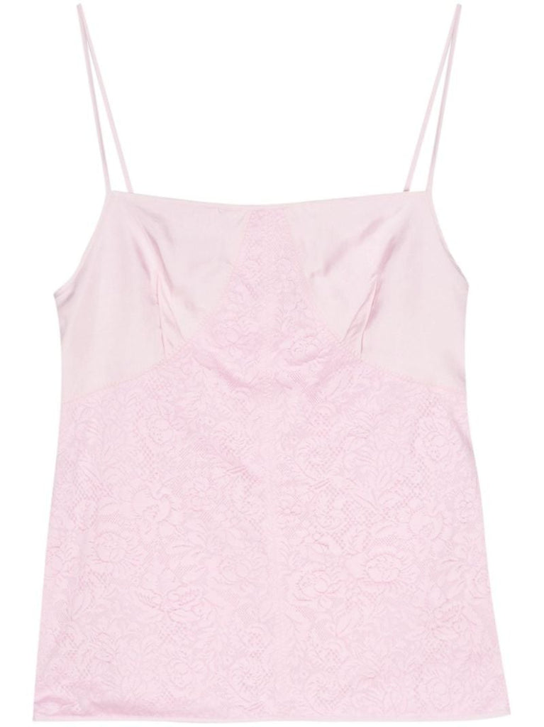 Pink Lace-panelled Cami Top
