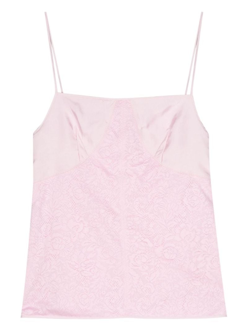 Pink Lace-panelled Cami Top