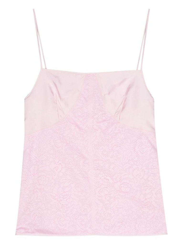 Pink Lace-panelled Cami Top