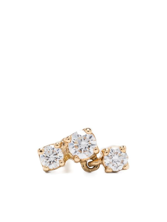 18k Recycled Yellow Gold Three Drops Diamond Earring