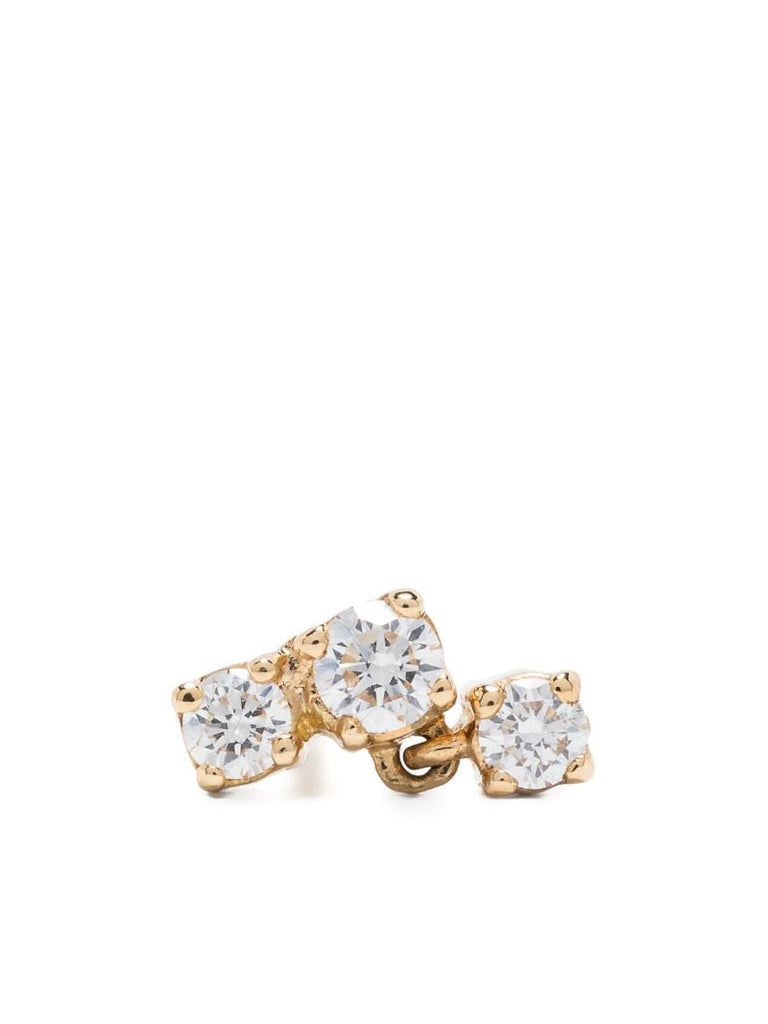 18k Recycled Yellow Gold Three Drops Diamond Earring