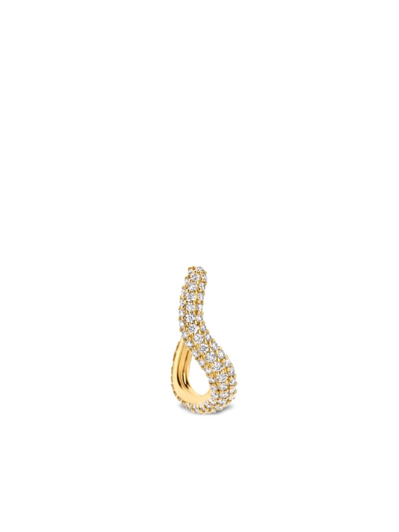 18k Yellow Gold Wavy PavÃ_x0083_Â© Diamond Earring