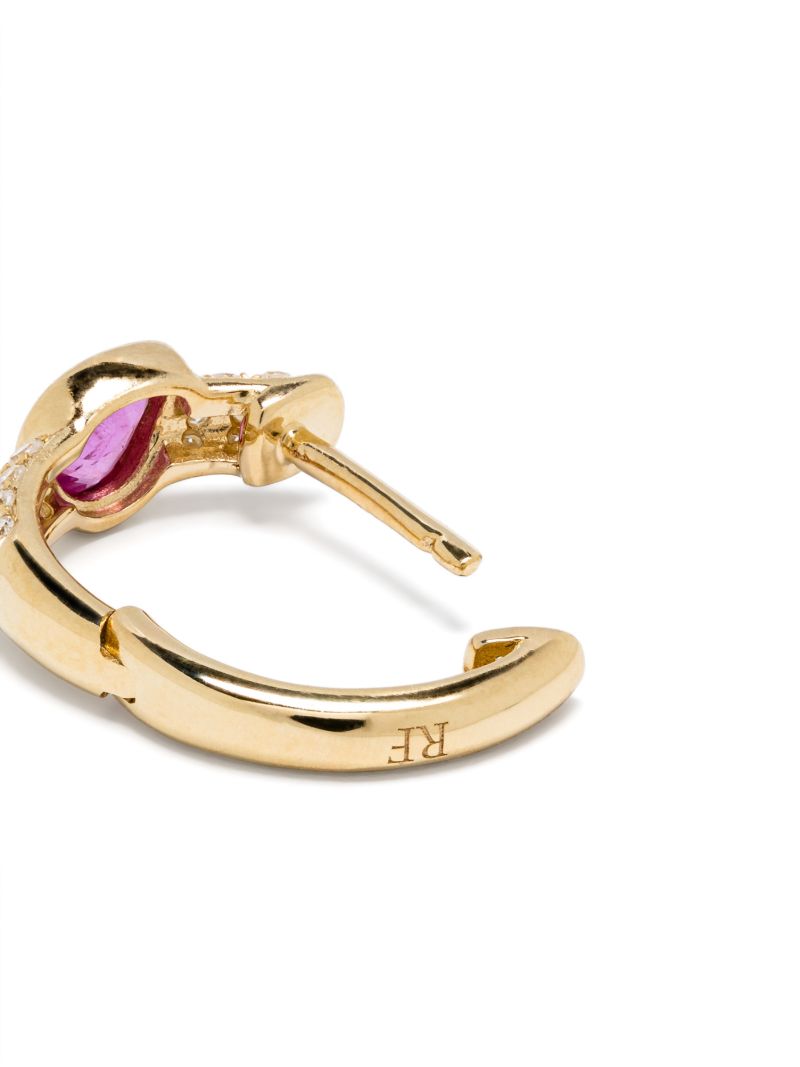 14k Yellow Gold Diamond and Sapphire Hoop Earring