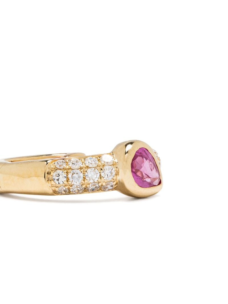 14k Yellow Gold Diamond and Sapphire Hoop Earring