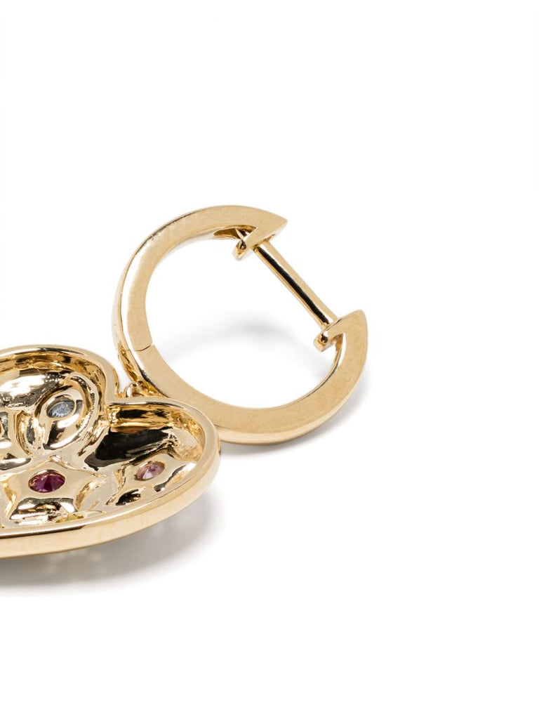 14k Yellow Gold Kaleidoscope Heart Sapphire Hoop Earrings