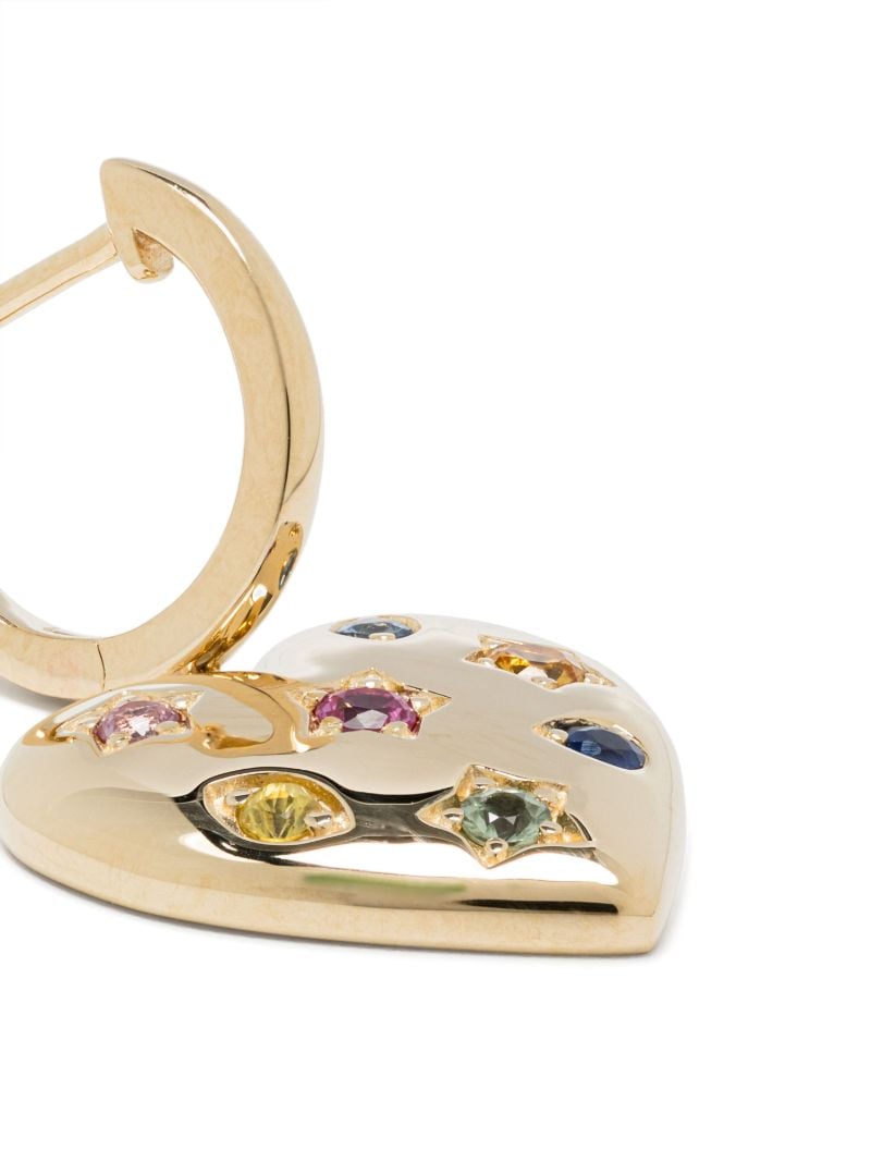 14k Yellow Gold Kaleidoscope Heart Sapphire Hoop Earrings