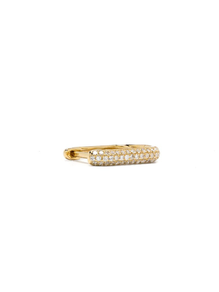 14k Yellow Gold Diamond Oval Hoop Earrings
