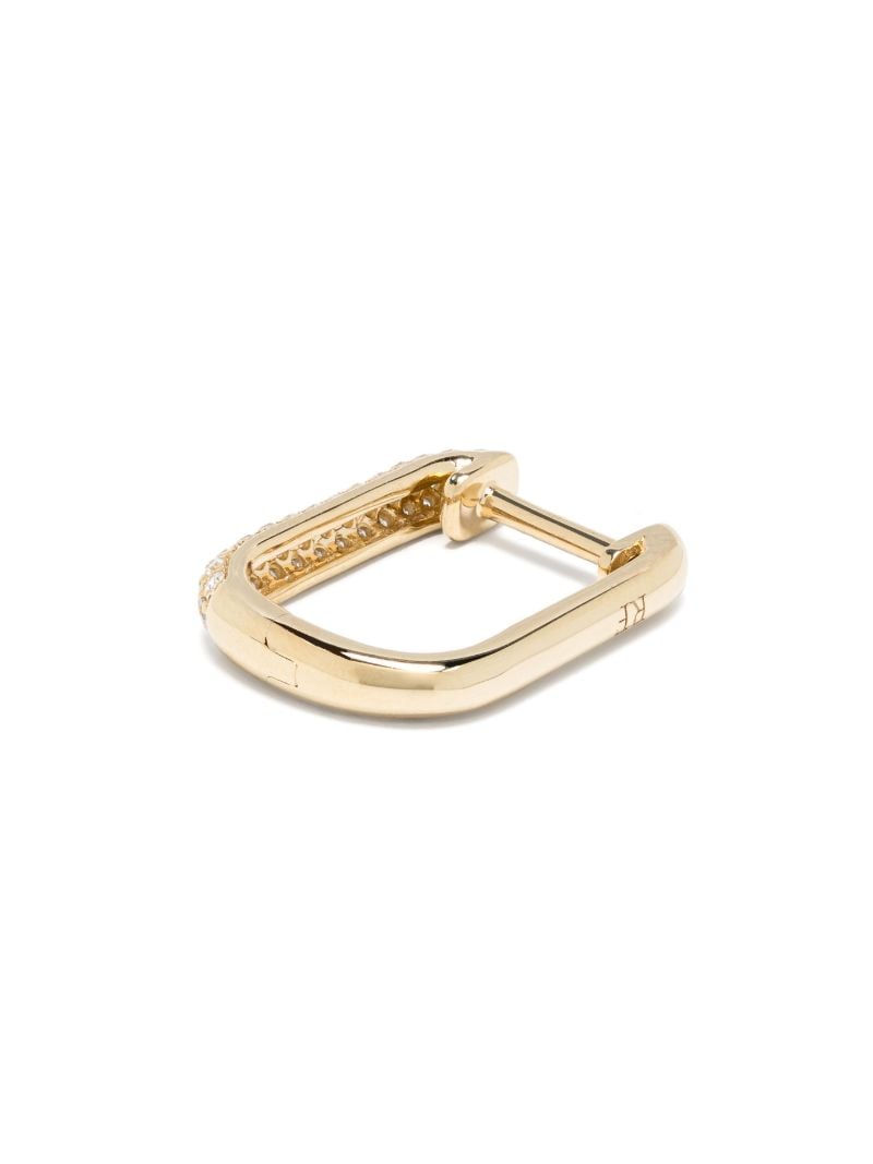 14k Yellow Gold Diamond Oval Hoop Earrings
