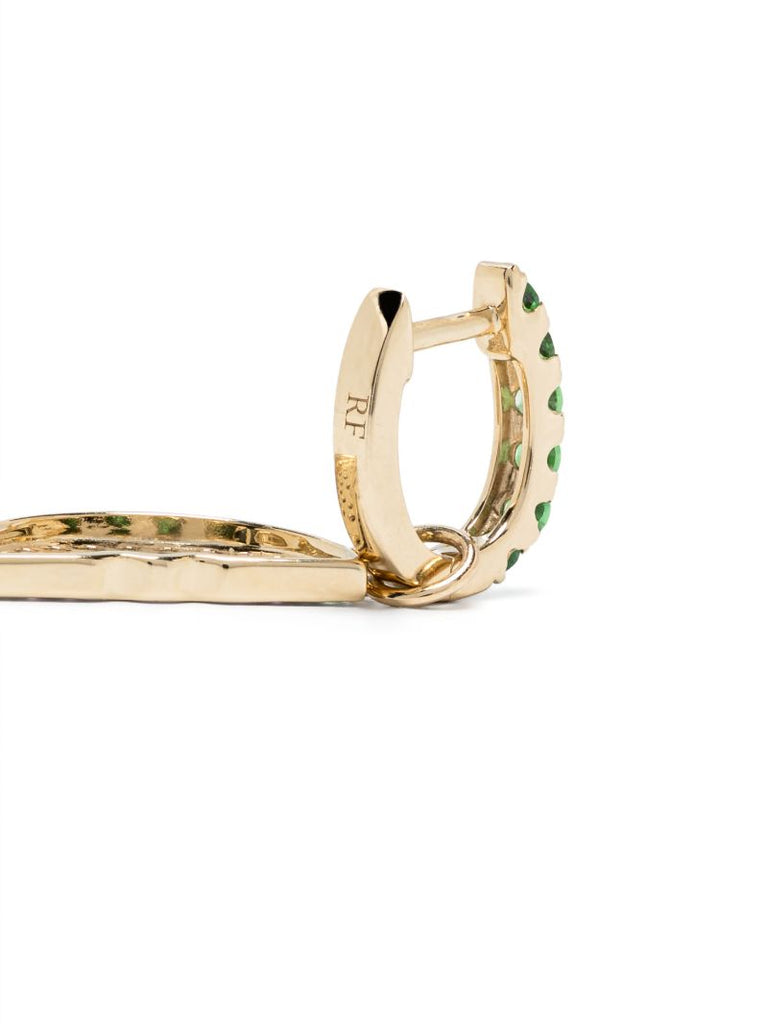 14k Yellow Gold Sapphire and Ruby Watermelon Hoop Earring