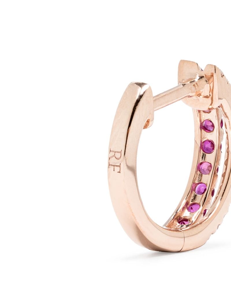 14k Rose Gold Diamond and Sapphire Double Row Hoop Earring