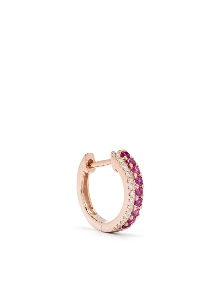 14k Rose Gold Diamond and Sapphire Double Row Hoop Earring