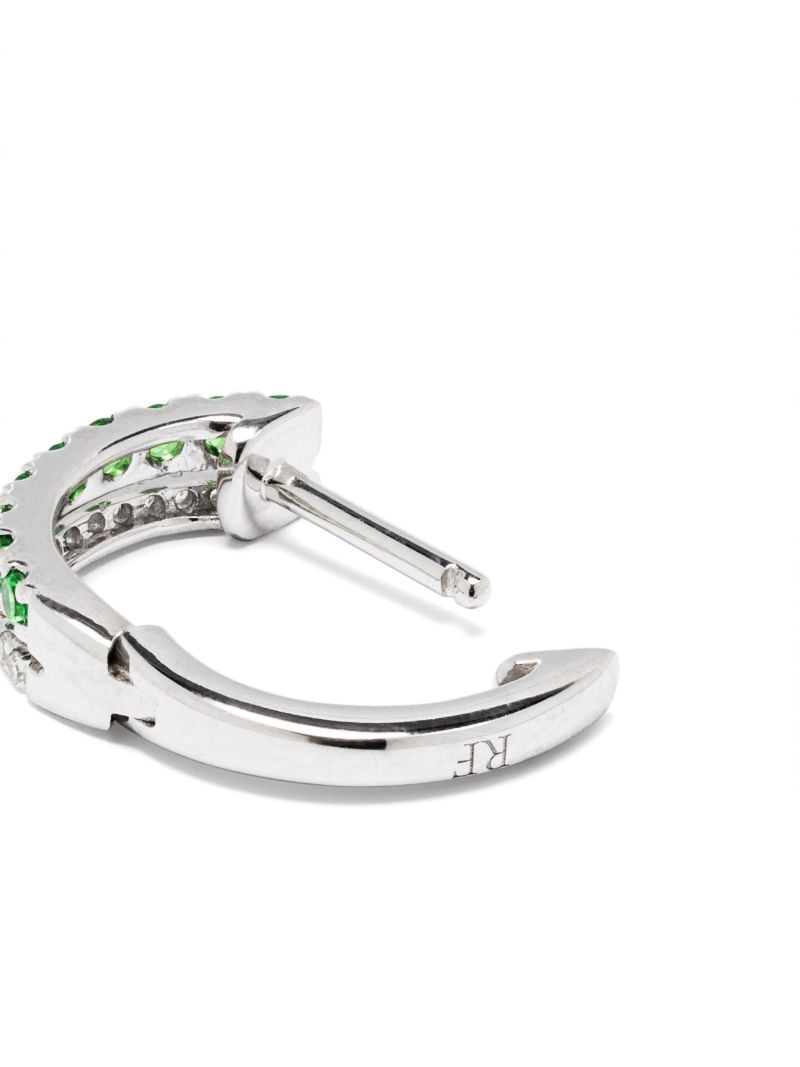 14k White Gold Diamond and Garnet Double Row Hoop Earring