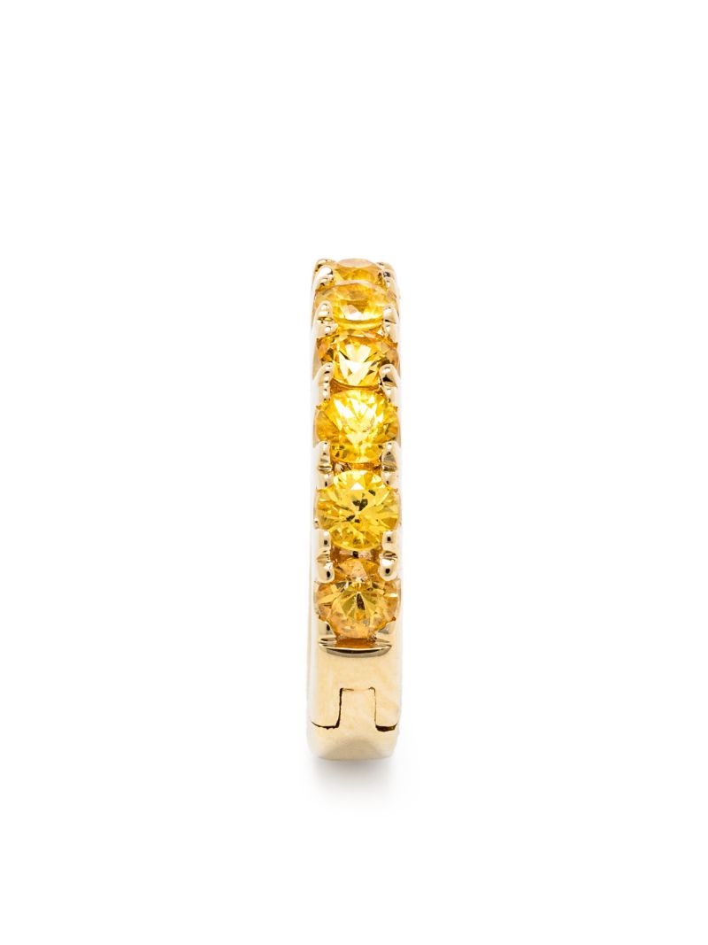 14k Yellow Gold Huggie Sapphire Hoop Earring