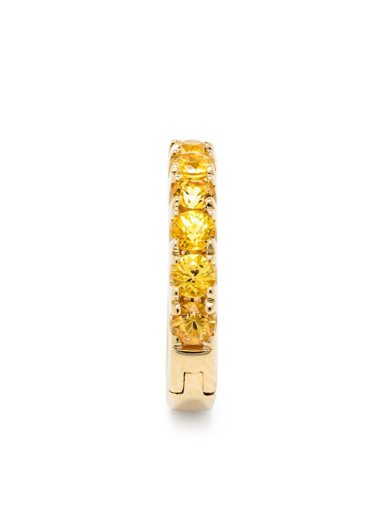 14k Yellow Gold Huggie Sapphire Hoop Earring