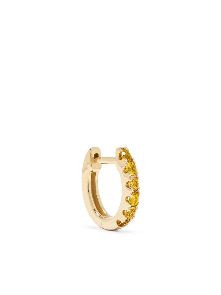 14k Yellow Gold Huggie Sapphire Hoop Earring