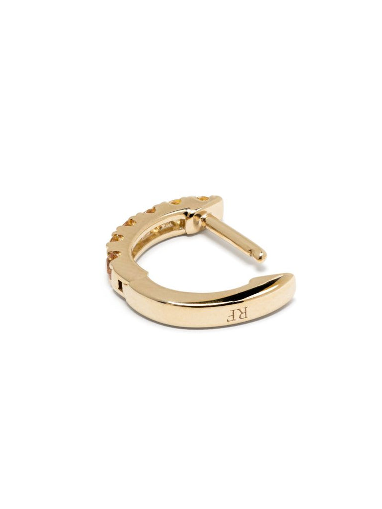 14k Yellow Gold Huggie Sapphire Hoop Earring