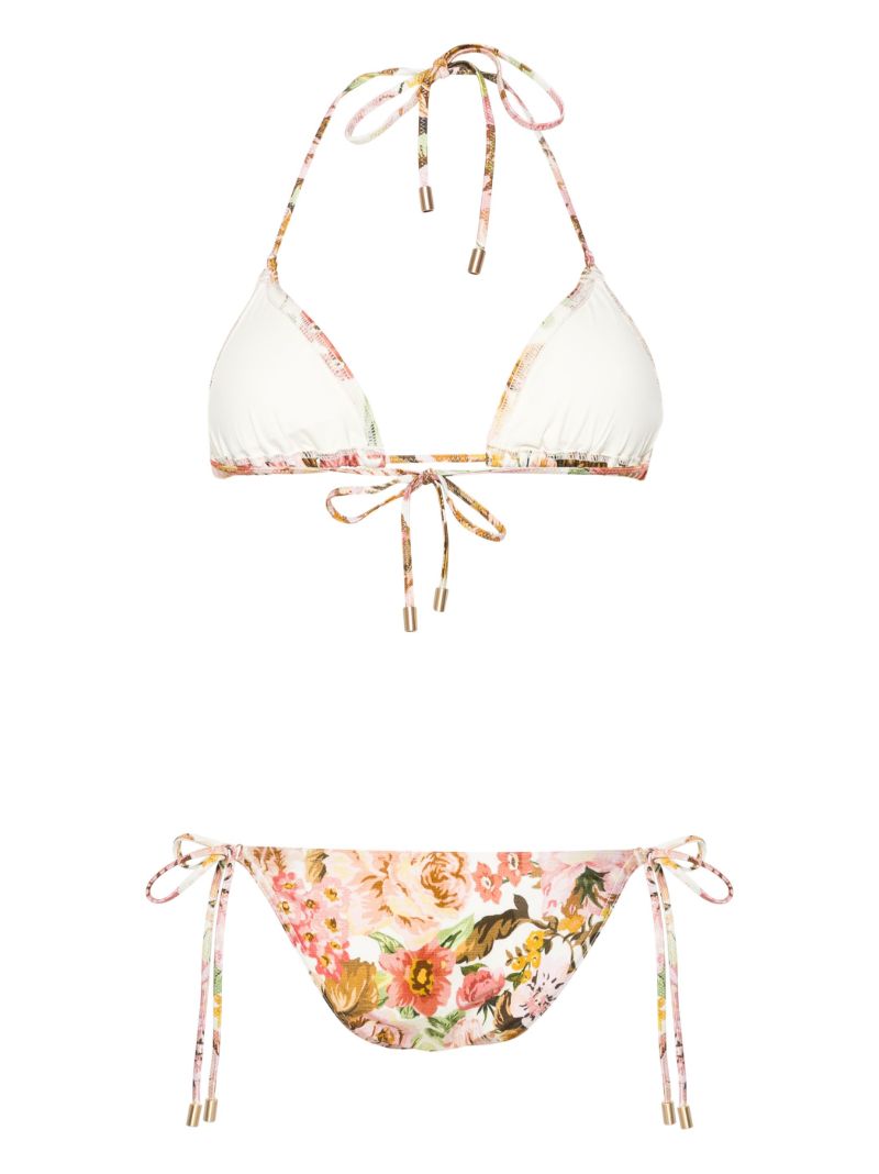 Pink Golden Floral-print Bikini