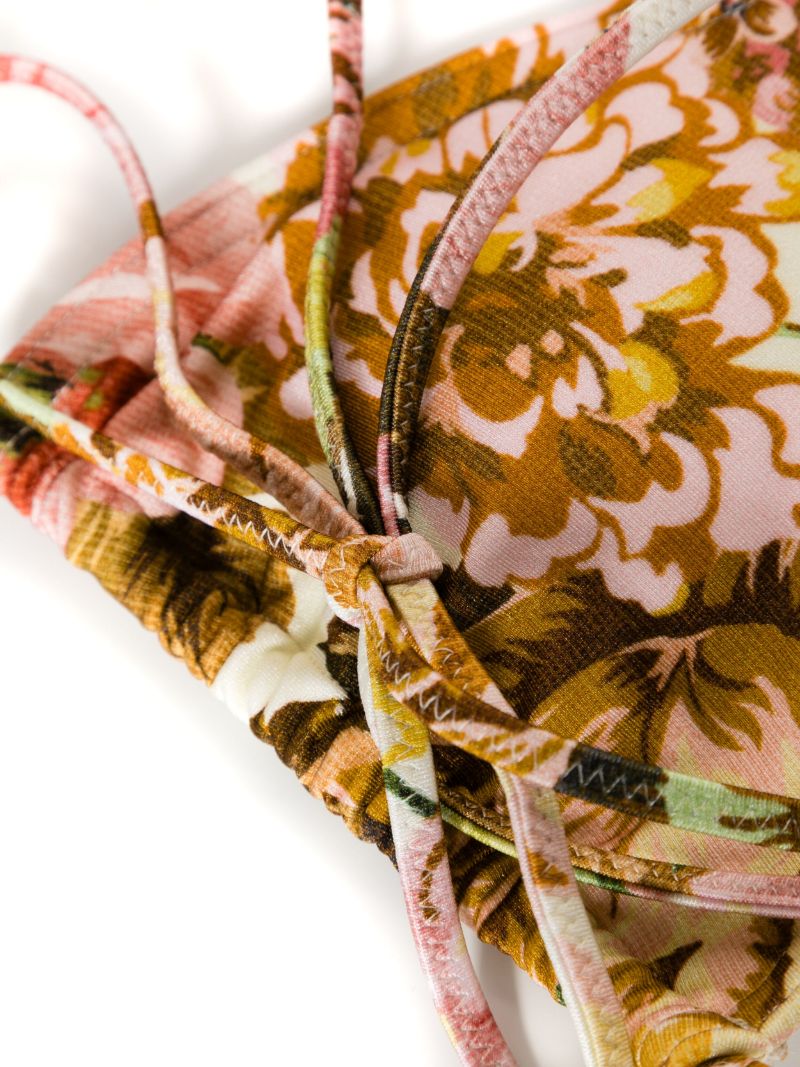Pink Golden Floral-print Bikini