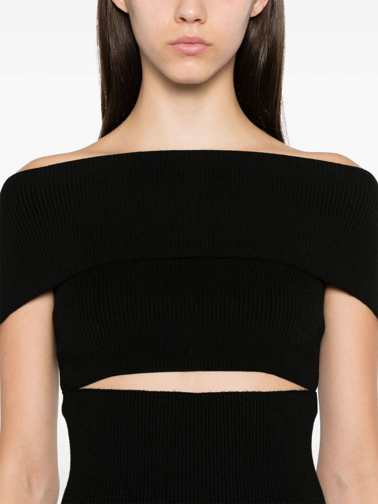 Black Knitted Cut-out Top