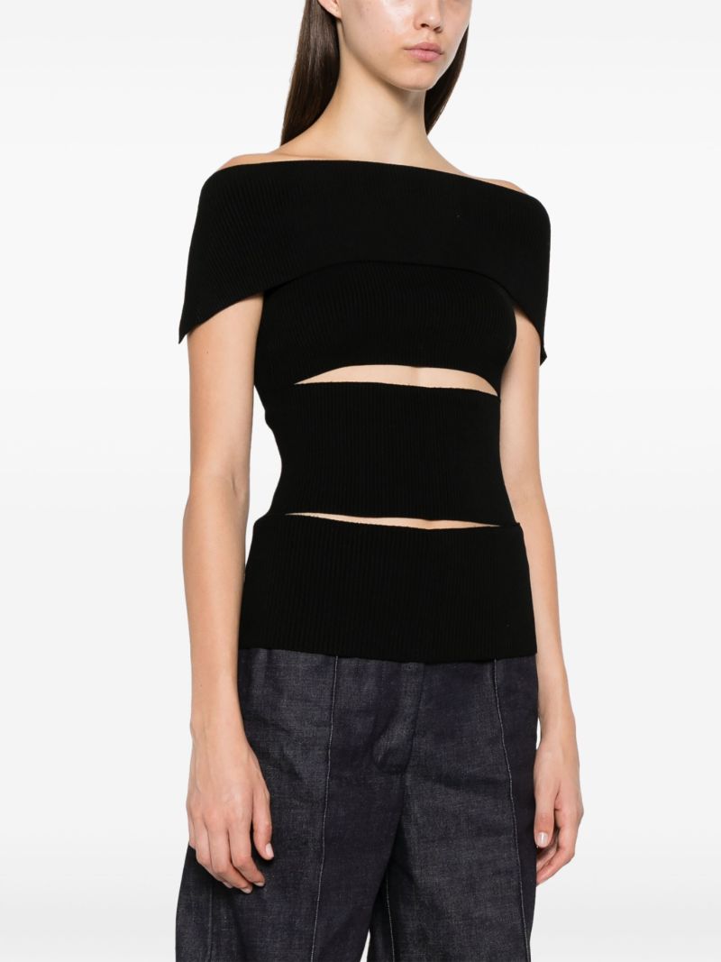 Black Knitted Cut-out Top