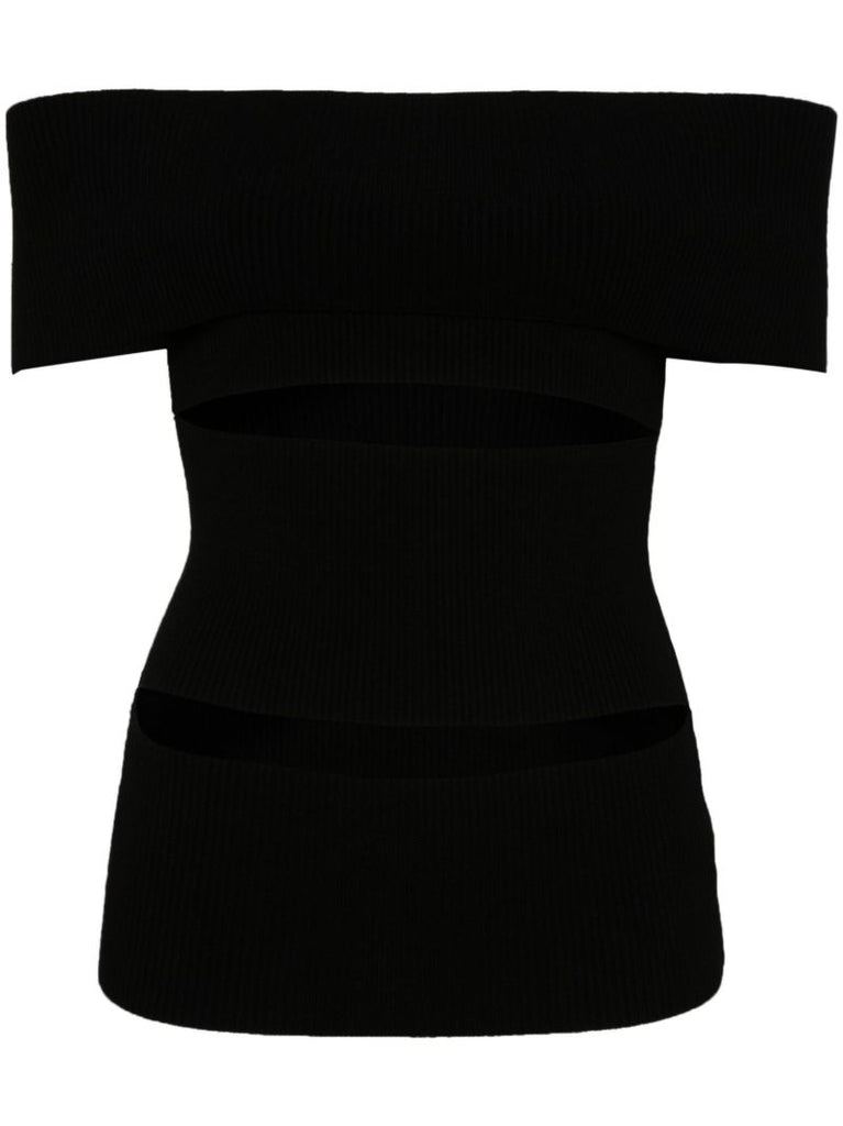 Black Knitted Cut-out Top
