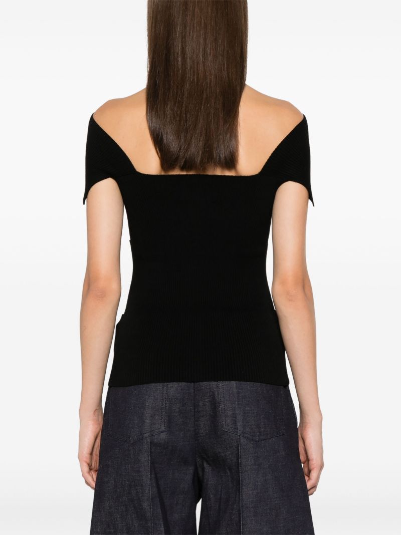 Black Knitted Cut-out Top