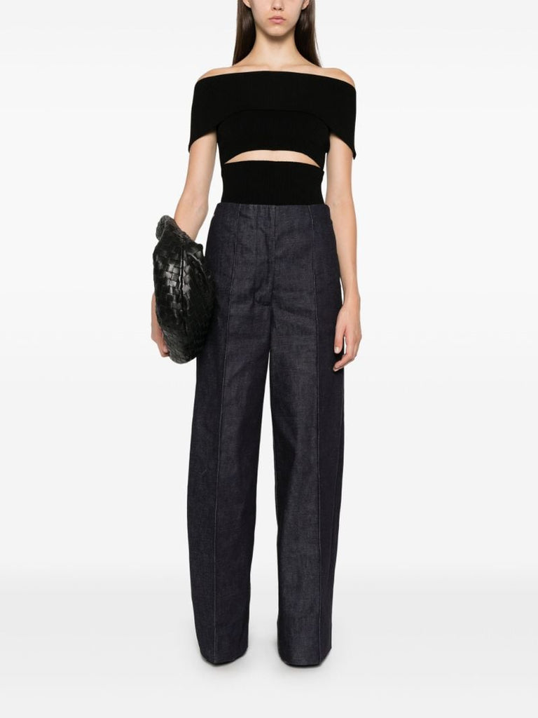 Black Knitted Cut-out Top