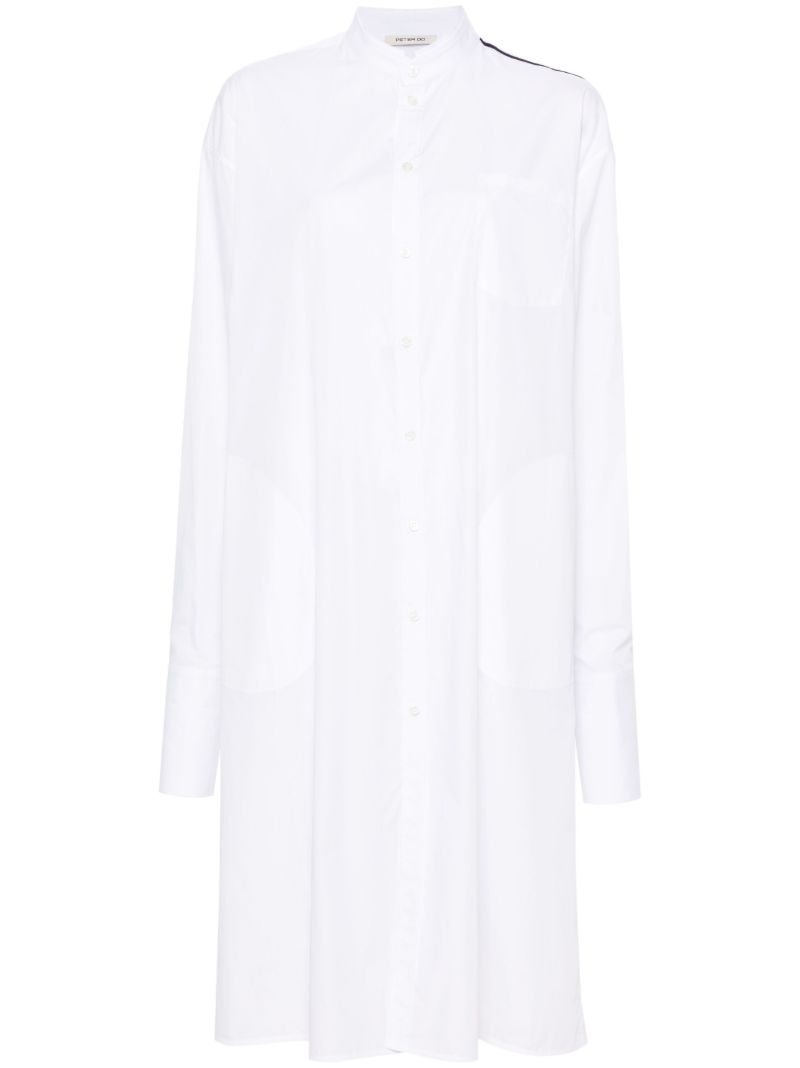 White Side-stripe Cotton Shirt Dress