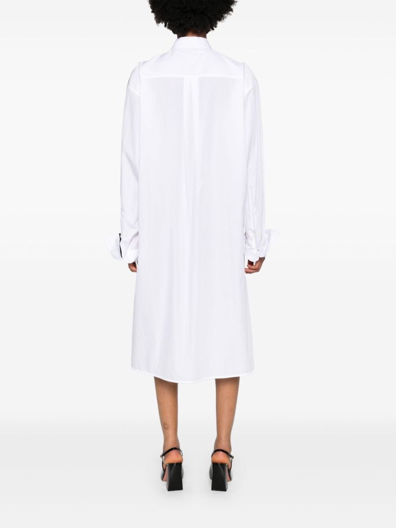 White Side-stripe Cotton Shirt Dress