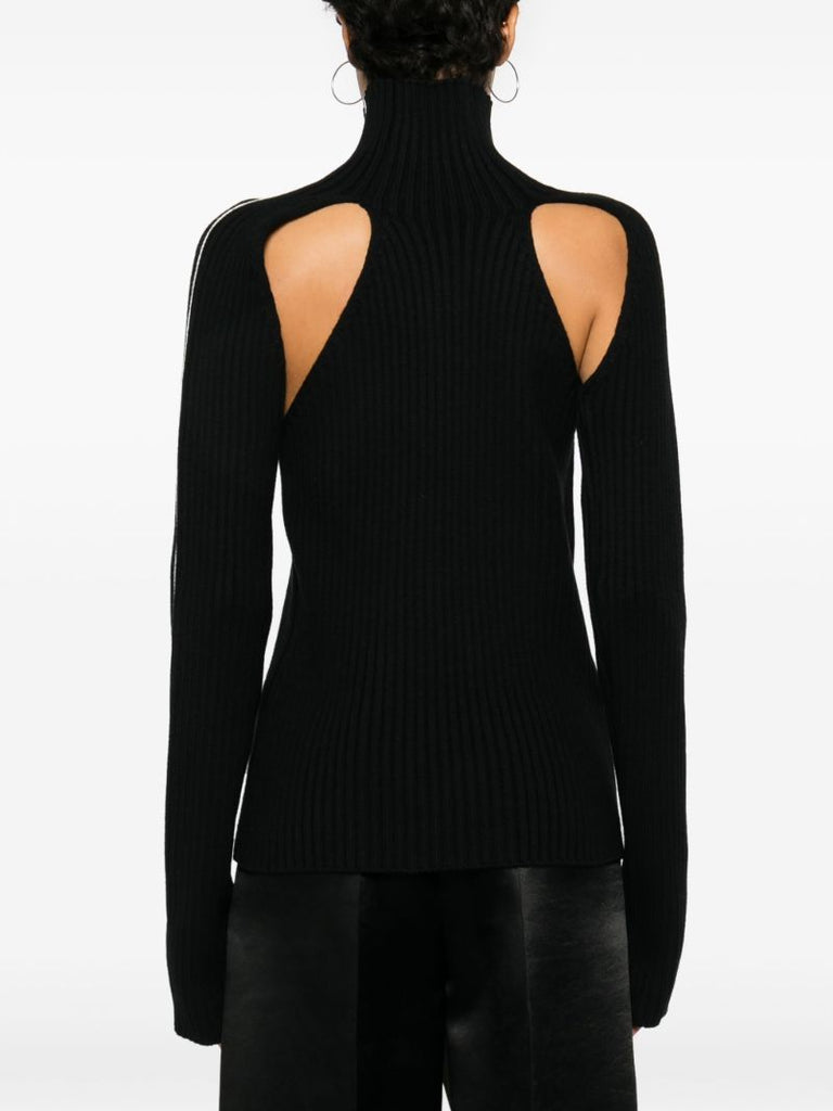 Black Cut-out Wool Jumper