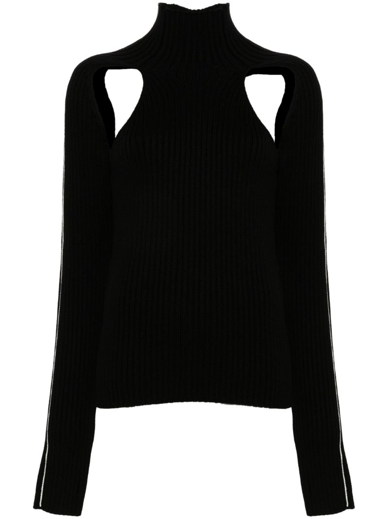 Black Cut-out Wool Jumper