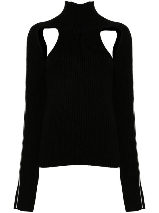Black Cut-out Wool Jumper