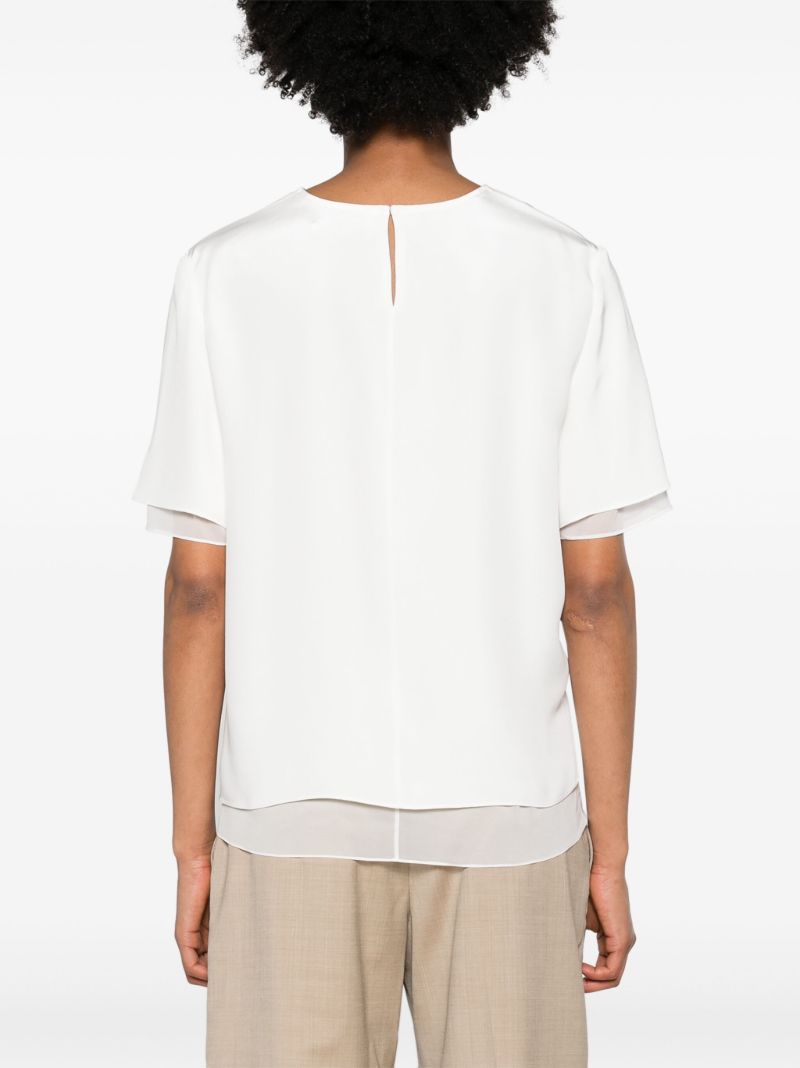 White Layered Silk T-shirt
