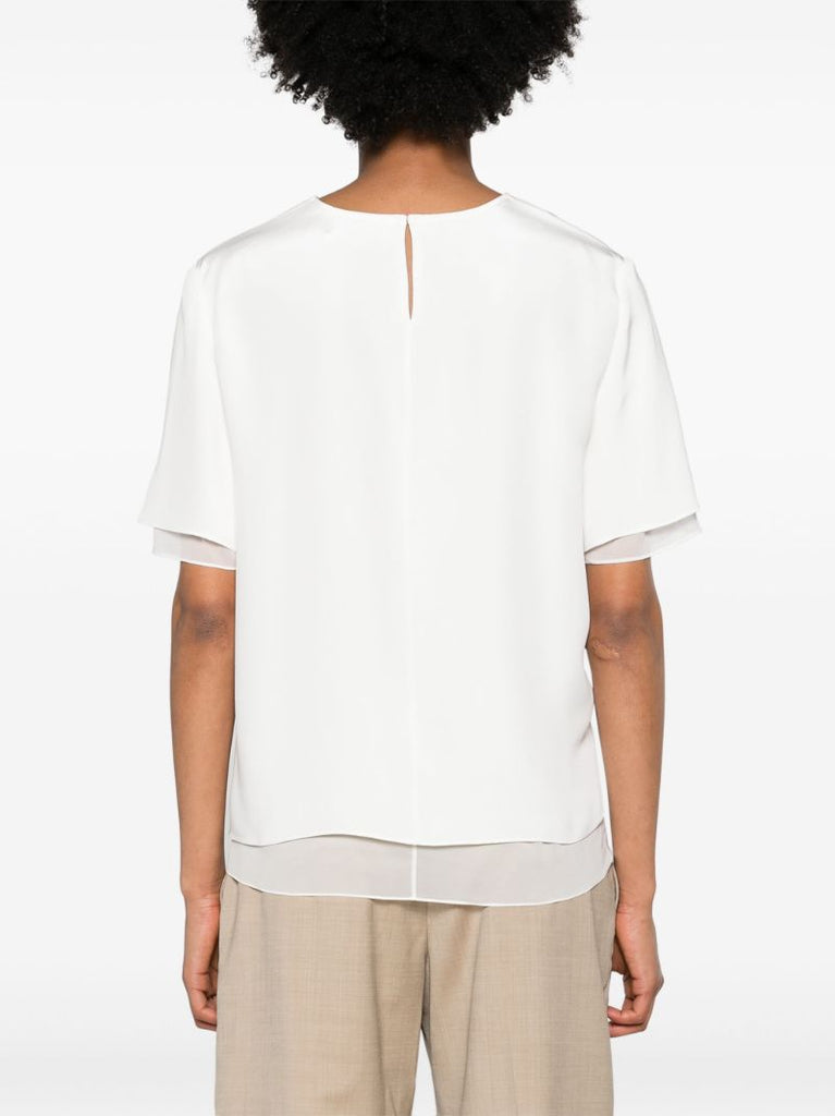 White Layered Silk T-shirt
