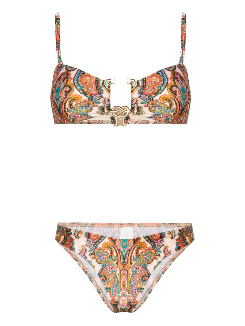 Orange Ottie Knot Paisley-print Bikini