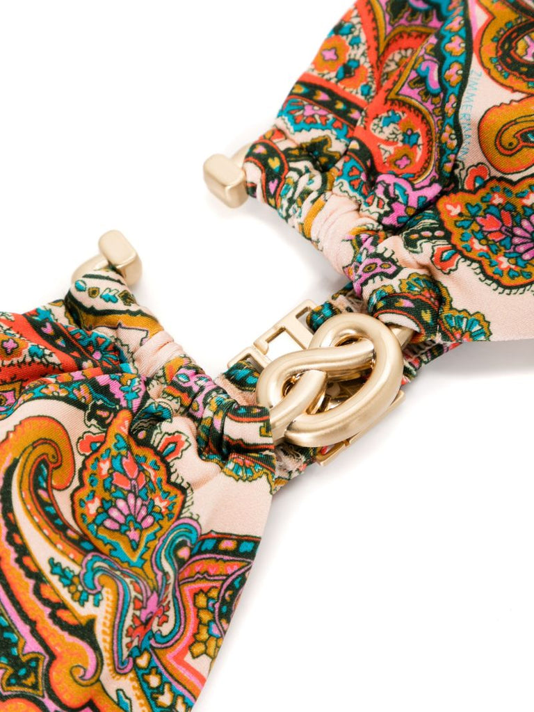 Orange Ottie Knot Paisley-print Bikini