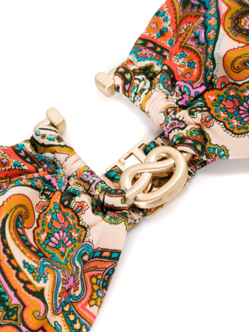 Orange Ottie Knot Paisley-print Bikini